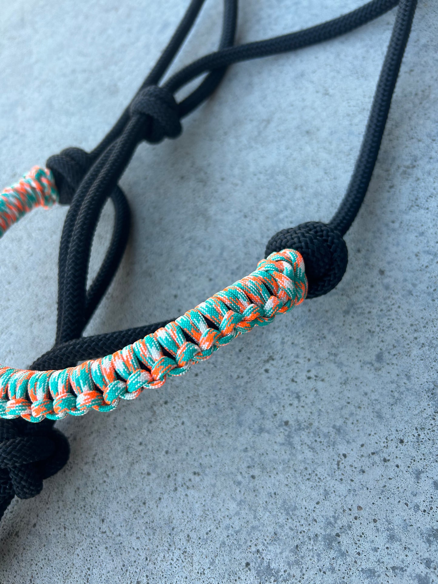 Turquoise, Orange, White & Black Halter